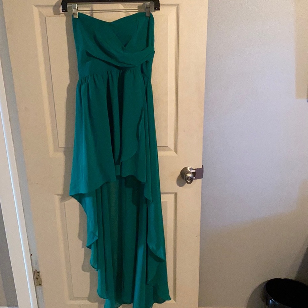 Strapless formal high-low dress